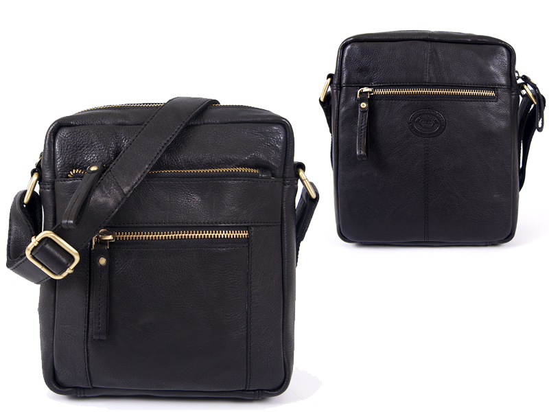 0800 BLACK F.Grn C.Hide Med. Unisex Cross Body bag wth 4 Zips (image for) 0800 BLACK F.Grn C.Hide Med. Unisex Cross Body bag wth 4 Zips